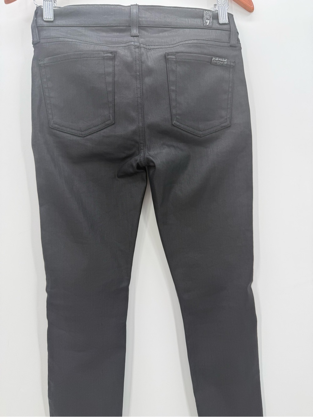 7 For All Mankind Gray/Black Jeggings Skinny Fit Zipper Detail Stretch Pants - Picture 12 of 13